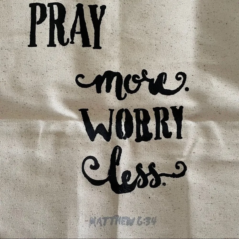 Pray More Worry Less Canvas Accent Pillow Cover